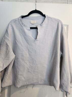 Thread & Supply Light Blue Cutout Sweatshirt M Euc